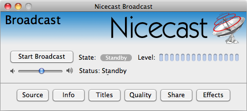 Nicecast start broadcast